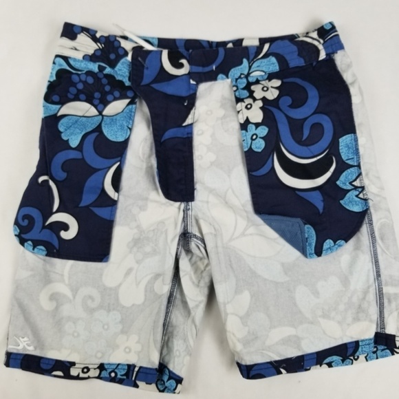 HOBIE BY HURLEY-  Men’s Size 32 Hybrid COTTON WALK/BOARD SHORTS- Floral Blue - Picture 12 of 14